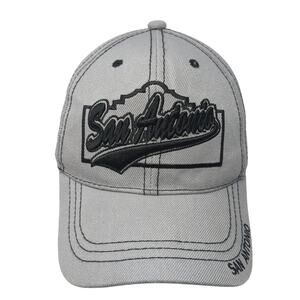 San Antonio Strapback Baseball Cap Gray One Size Adjustable Embroidered Big Bear